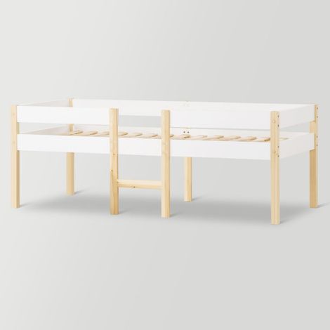 Gutent – Lit d'enfant semi-haut 90x190 cm en pin massif – Protection contre les chutes – Rangement sous le lit 44 cm – Style scandinave moderne - massif-90x190 (1/5)
