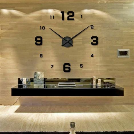 Large 3D wall clock - Modern and Design - Black= (1/4)