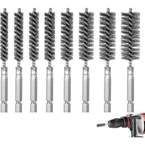 Brosse métallique pour perceuse, brosse pour perceuse, brosse de nettoyage, brosse pour tuyau de chaudière, brosse pour tuyau de chauffage, brosses métalliques cylindriques à main (1/4)