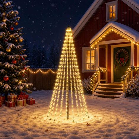 vidaXL Albero di Natale LED 235 cm 500 LED Bianco caldo Ferro Nero (1/5)