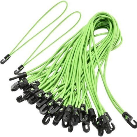 20 Pièces 26.5 cm Tendeurs Elastique avec Crochets, Tendeur Bache, Sandow Elastique pour Transport, Camping, Bagage, Bâche, Tente (Vert) (1/5)