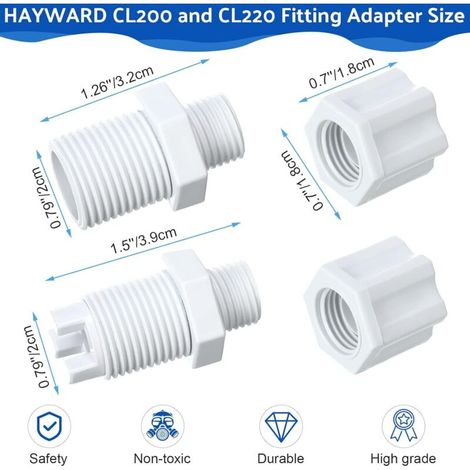 Clapet anti-retour et raccord d'entrée Hayward CLX220 1/4" (taille impériale), avec colliers de serrage, vanne de commande, 2 colliers de serrage, 2 clapets anti-retour et 1 rouleau de ruban téflon ro (1/2)