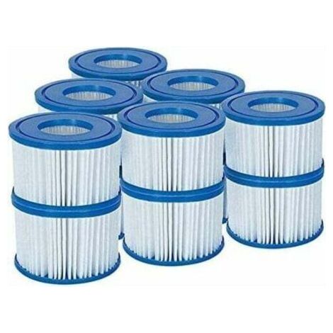 Bestway 58323 Lay-Z-Spa Standard Size VI Filter Cartridges - Pack of 6 x 2 (12 Filters) White and Blue (1/4)