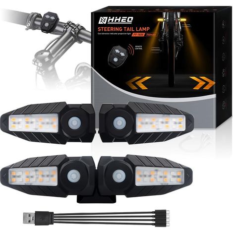 Feu Arriere Velo avec Clignotant 5 Modes-Alarme sans Fil a Corne Clignotant Velo 30 LED IPX4 Impermeable Rechargeable par USB Lumiere Velo Avant et Arriere (1/5)