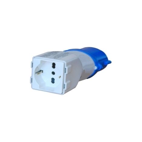 Spina elettrica adattatore industriale CEE 2P+T / Presa bipasso/schuko 10/16A 220V blu - 16125