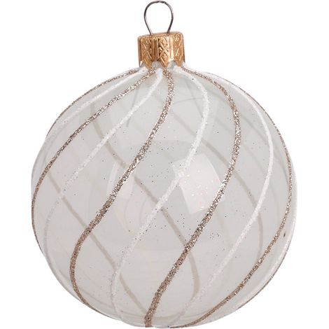 Palline per albero di Natale, in Vetro, linee glitter, Ø 100 mm, 6 pezzi (1/3)