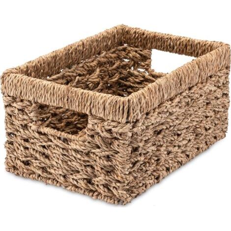 4 Panier De Rangement En Jonc De Mer, Cadre Métal Stable, Pour Étagère Cuisine Salle De Bain (1/5)