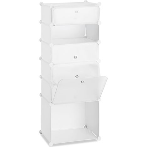 Scarpiere strette modulari 126 x 49 x 36,5 cm 6 scomparti facile stoccaggio in plastica bianca 130005470