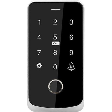 Clavier de contrôle d'accès TF9 - Argenté, avec télécommande Bluetooth, RFID, puce, carte M1 et lecteur d'empreintes digitales (1/5)