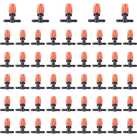 50pcs Goutteurs Arrosage Goutte à Goutte, Goutteur Irrigation Réglable, Micro Flow Drip Head Buses de Brouillard Dirrigation pour Jardins Potagers ou Massifs de Fleurs
