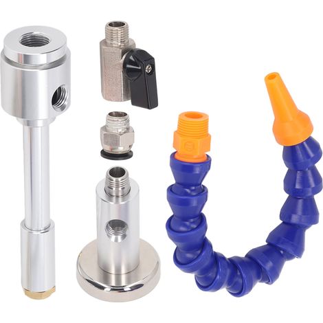 5-teiliges Set Kaltluftpistole aus Aluminiumlegierung, 7 Bar Vortex-Trockenkühlpistole mit flexiblem Schlauch für die Kunststoff- und Metallbearbeitung (1/5)