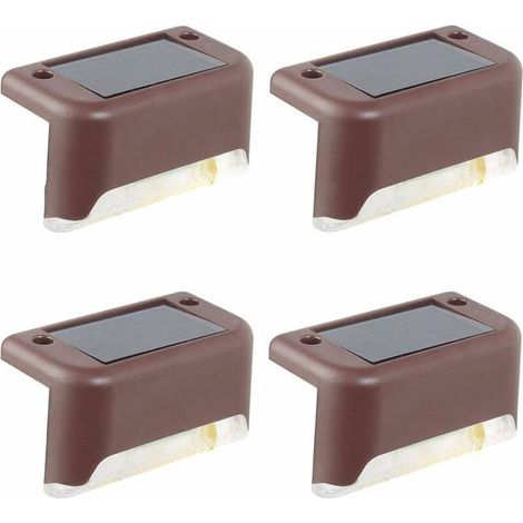 Un paquet de 4 lampes solaires pour terrasse(Lumière blanche froide), lampes de plafond étanches à LED, lampes solaires pour terrasse en extérieur, escaliers, allées de jardin, marches et clôtures (1/5)
