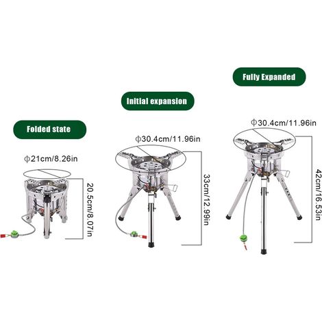 Réchaud de camping BRS-69/BRS-69A 4360W/8400W à propane, avec support et brûleur, idéal pour les pique-niques en haute altitude et les voyages. Réchaud de cuisine portable. (1/5)