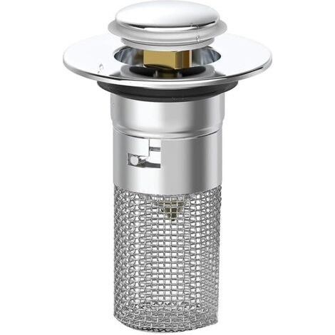 Bonde de lavabo de salle de bain avec panier filtrant amovible - Baignoire anti-obstruction