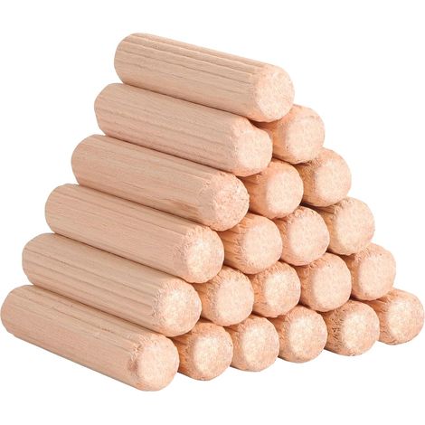 Pièces Chevilles en Bois Cannelées, Goujons Bois 6x30mm, Chevilles Hêtre/Eucalyptus pour Meubles, Assemblage Bois, Réparation et Menuiserie (1/5)