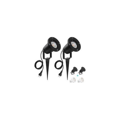 DOLASO Confezione da 2 luci da giardino a LED GU10, faretti da giardino, illuminazione da giardino con picchetti, faretti LED per esterni, luci da prato, 7 W, 800 lm, impermeabili IP65, luce bianca ca (1/5)