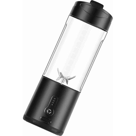 Portable Electric Juicer, USB Rechargeable Blender Cup with 6 Blades for Smoothies, Milkshakes, 360° Blending, 4000mAh Battery, for Travel, Camping, Sports (BLACK) (1/5)