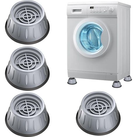 Washing Machine Feet Set of 4 Anti-Vibration Feet and 1 Ball Hair Catcher - Non-slip Rubber Feet, Universal Easy to Install, Reduce Noise and Improve Stability (1/2)