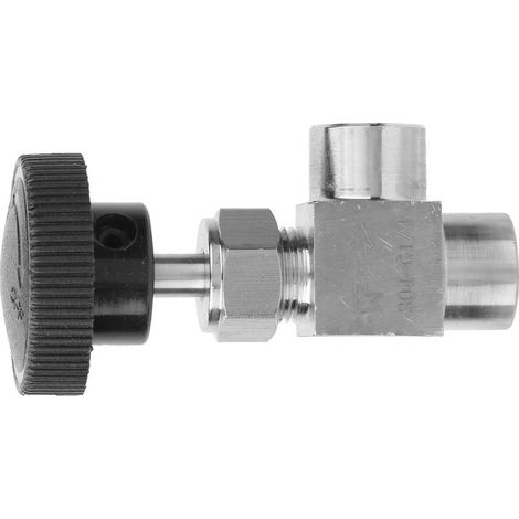 Vanne à aiguille à filetage interne BSPP, vanne à guillotine coudée en acier inoxydable 304, adaptée à l'eau, au gaz, à l'huile et au carburant (1/4 pouce). (1/5)