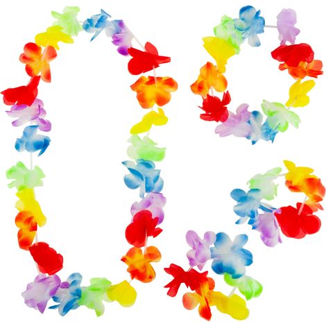 TG66240 HAWAII-BLUMEN HAWAII-ALOHA-SET - HALSKETTE, HAARBAND, ARMBÄNDER (1/5)
