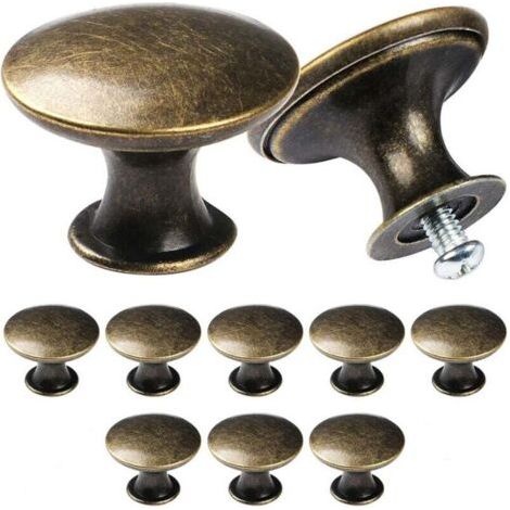 Pair Set mit 10 schicken Vintage-Schrankknöpfen, Küchenschrankgriffen im Antik-Stil, 30 mm, Bronze.