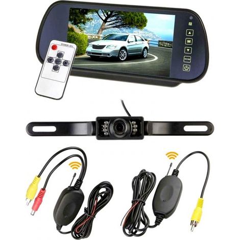 KIT RETROMARCIA AUTO SPECCHIETTO MONITOR 7" TELECAMERA POSTERIORE WIRELESS (1/3)