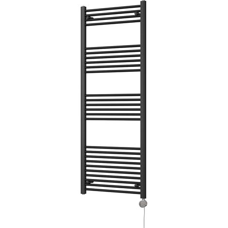 Zennor - Black Electric Towel Rail H1600mm x W600mm Straight 800w Thermostatic (1/3)