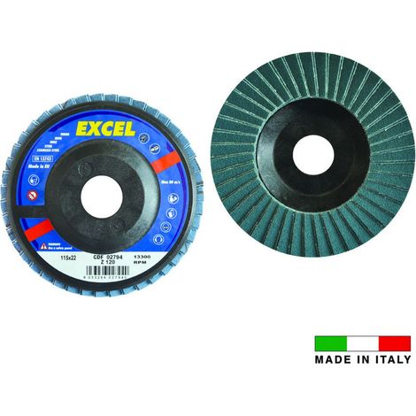 Dischi lamellari da sgrosso allo zirconio - Specifiche: Ø mm 115 foro 22 grana 120 - 10 pz