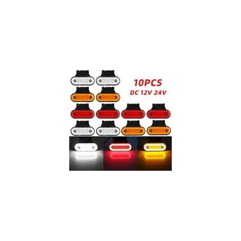10x Nuove luci di posizione laterali a LED 12-24V con staffa, luci posteriori per camion, luci esterne per auto, indicatori di direzione universali (giallo) - Crezuo