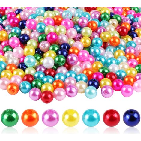 1000 Pièce Perles de Verre Rondes Perles de Nacrées 8mm Perles en Plastique Colorées Perles d'Imitation pour Collier Bracelet Bijoux Diy Créatif (1/5)
