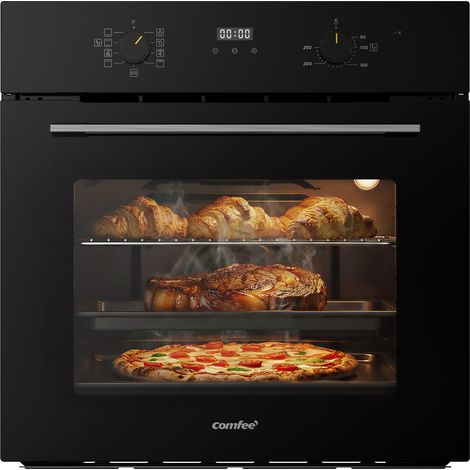Four encastrable multifonction avec nettoyage à la vapeur - 70 L - 59,5 x 57,5 x 59,5 cm - COMFEE CBO70M80D2-BK - Noir - Classe A (1/5)