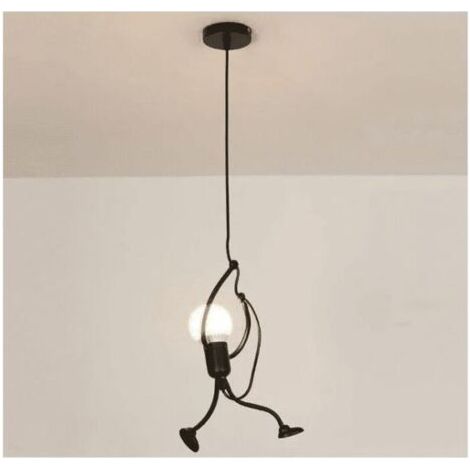 Moderne schwarze Metall-Pendelleuchte, D26 × H140 cm, schwarz lackiert, E27-kompatibel, stimmungsvolles Licht für ein Kinderzimmer