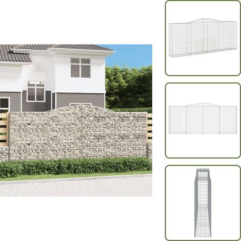 Panier de gabions arqué 400x50x160/180 cm Fer galvanisé - Paniers De Gabions - Mur De Gabions - Clôture De Jardin - Décoration Extérieure - Barrieres Jardin (1/5)