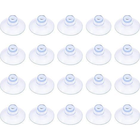 Lot de 20 petites ventouses en plastique transparentes, sans crochet, 20 mm (1/5)