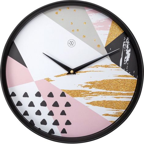 Horloge murale silencieuse ronde en plastique noir avec cadran imprimé moderne Ø 30 cm - PANGIVO (1/5)
