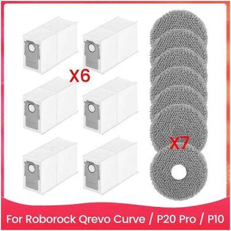 Pour aspirateur robot Qrevo Curve / P20 Pro / P10, sac à poussière, lingettes de nettoyage, remplacement P (1/5)