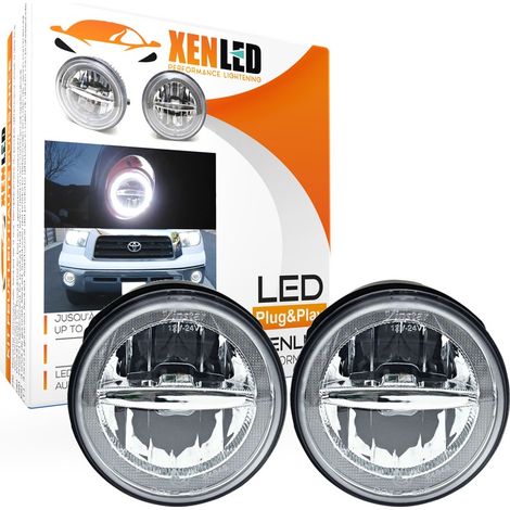 2x Anti-brouillard + Feux de jour LED pour Toyota Solara, Tacoma, Tundra, Sequoia - Version Chrome - CANBUS (1/5)
