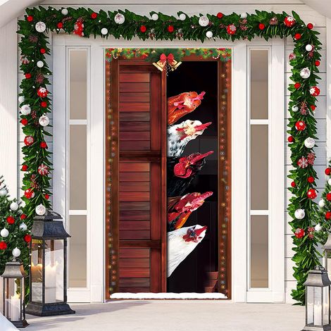 Nouvelle décoration adhésive de porte pour Noël, toile de fond festive, tapisserie murale pour porte de chambre, largeur de porte - SDMT-033 - 110 x 180 cm