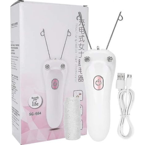 Ecleanfy - Épilateur à fil électrique portable pour le visage (rose), rechargeable par USB et disponible en 2 couleurs. (1/4)