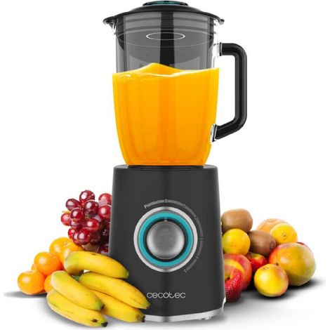 Cecotec Batidora de Vaso Power Black Titanium 2000MAX Mix Go. 2000W Potencia Máxima, Acacados en Acero Inoxidable
