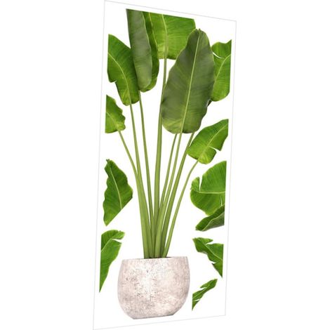 2 Ensembles Sticker mural plante en pot plantes artificielles végétaux artificiels sticker mural maison décor à la maison vert autocollants papier peint vert autocollant mural 3d (1/5)