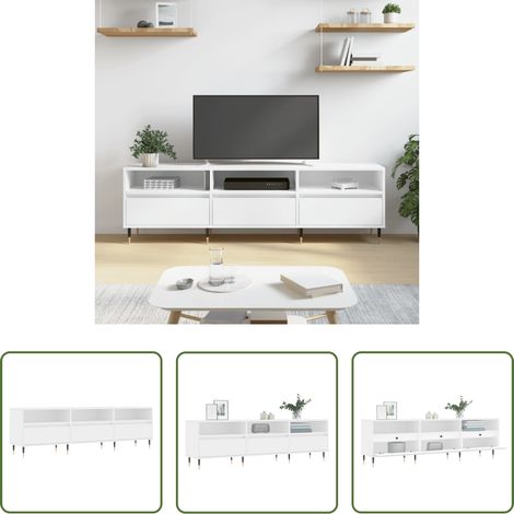 vidaXL Meuble tv bois - Meuble TV blanc 150x30x44,5 cm bois d'ingénierie (1/5)
