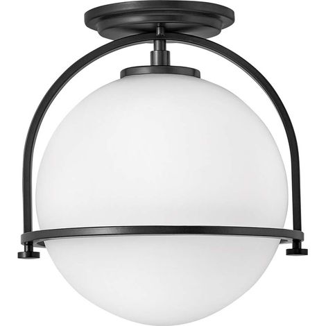 Deckenleuchte Deckenlampe Wohnzimmerlampe Schwarz Stahl Glas D 28,2 cm 1-flammig