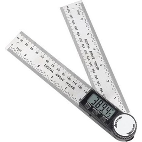 Règle d'angle, rapporteur numérique, longueur 400 mm et mesure d'angle en acier inoxydable avec maintien/tour, zéro et grand écran LCD, système mm/pouce, pour le travail du bois, la construction