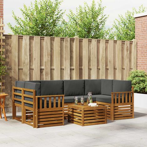 vidaXL Outdoor-Sofagarnitur mit Kissen 7 pcs Natur und Anthrazit (1/5)