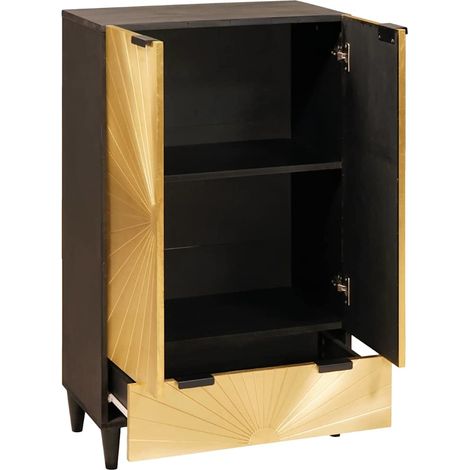Meuble d'appoint avec tiroir Noir et or 60 x 33.5 x 100 cm CFW905963 (1/5)