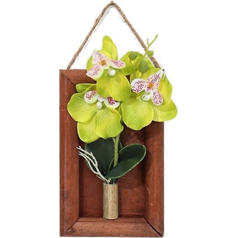 Cadre mural en bois avec orchidée artificielle et papillon décoratifvert (1/5)