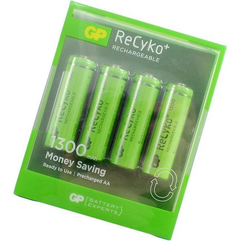 gp pilas recargable 4 pilas  aa recyko (130aahcb-cb4 gp)  g258