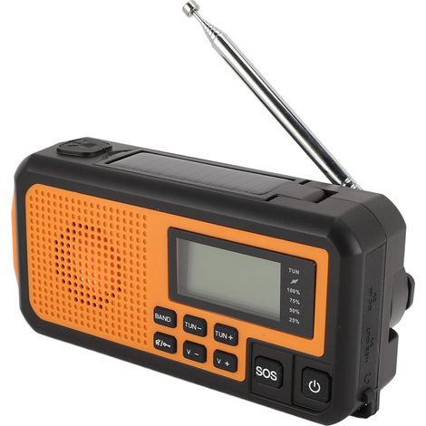 Radio d'urgence à Manivelle Solaire-AM/FM/SW, Alarme SOS, USB, de (1/5)