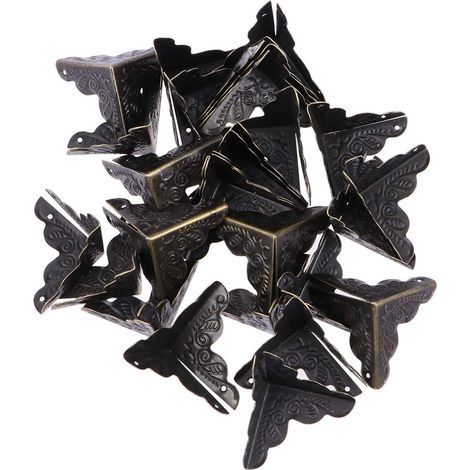 Lot de 30 Protections d'angle en métal pour coffres, Protection de Coin décorative Vintage avec 120 Clous aléatoire (1/5)
